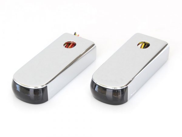Alloy Art Rear Fender Rail Indicators - Strut Light Kit with Red Run/Brake & Amber Turn Signal - Chrome. Fits Softail 1984-2017.