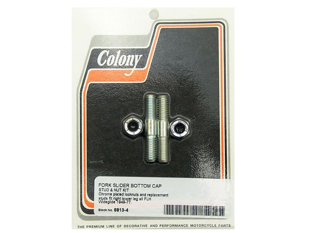 Colony Fork Slider Cap Stud/Nut Kit Chrome #8826-6 For Harley Davidson