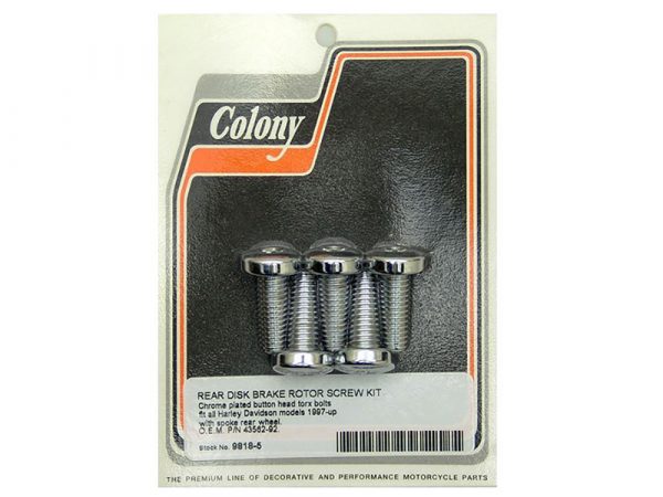 Rear Disc Rotor Bolts – Chrome. Fits H-D Big Twin 1997up & Sportster 1997-2021