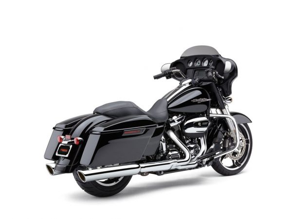 4in. 909 Back Slash Slip-On Mufflers – Chrome. Fits Touring 1995-2016 & Trike 2017-2020.