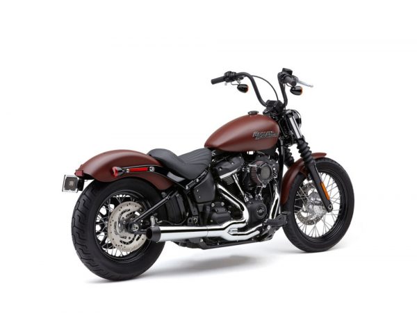 El Diablo 2-into-1 Exhaust – Chrome with Black End Cap. Fits Street Bob 2018up & Standard 2020up, Deluxe & Low Rider 2018-2020 & Softail Slim 2018-2021