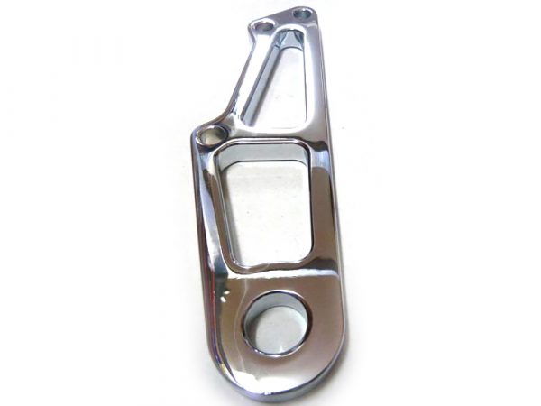 Left Hand Rear or Right Hand Rear Caliper Mount - Chrome. Fits Rigid Frames with 11" Disc Rotor, 3/4" Axle & when using Hawg Halter HHI-LHSCC100 Caliper.
