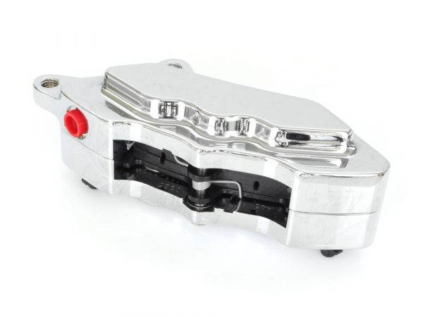 Right Hand Front 6 Piston Caliper - Chrome. Fits H-D 2000-2005 with Narrow Glide & Spoked Wheels.