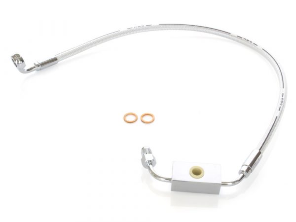 Stock Length Lower Front Brake Line - Sterling Chromite. Fits Dyna 2012-2017 with ABS & Single Front Disc Caliper.