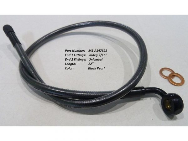 22" Upper Front Brake Line with 7/16" x 90 Degree Banjo - Sterling Chromite.