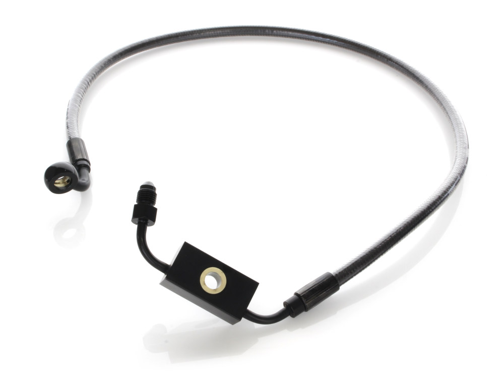 Stock Length +4" Lower Front Brake Line - Black Pearl. Fits Dyna 2012-2017 with ABS & Single Front Disc Caliper. » Stock Length +4" Lower Front Brake Line - Black Pearl. Fits Dyna 2012-2017 with ABS & Single Front Disc Caliper.