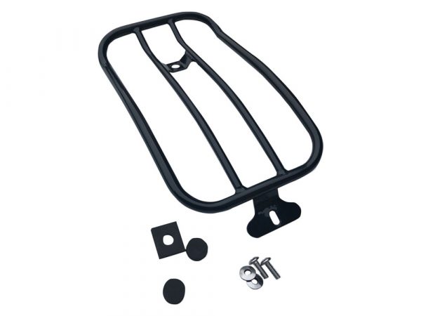 Solo Seat Luggage Rack – Gloss Black. Fits Softail Slim 2018-2021