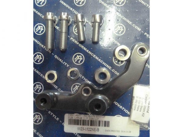 Left Hand Front Caliper Mount - Black. Fits Big Twin & Sportster 2000up.