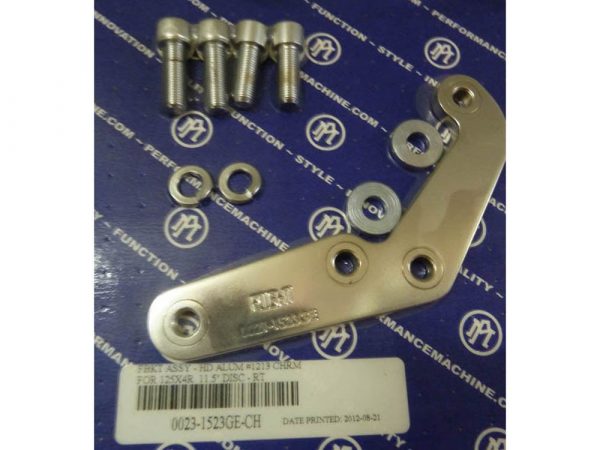 Right Hand Front Caliper Mount - Chrome. Fits H-D 1984-1999 with Narrow Glide Front End & Spoke Wheel.