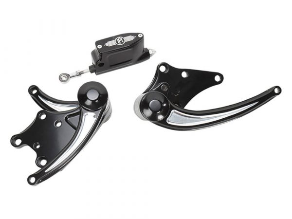 Standard Length Forward Controls - Black Contrast Cut. Fits Softail 2000-2017 when Performance Machine Footpegs are not Required.