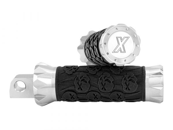 V-Cut Rubber Footpegs with Universal Male Mount - Chrome.
