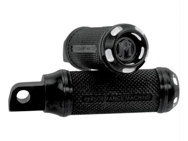 Mid Mount Control Moto Footpegs - Black Contrast Cut. Fits Dyna, Sportster & V-Rod Models with a 45 Degree Male Mount Footpeg.