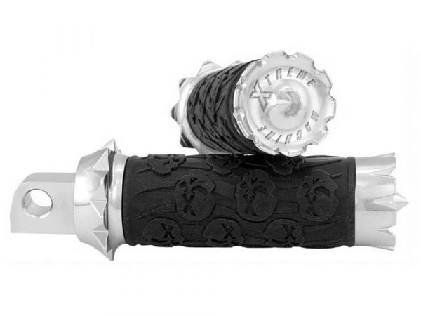Deviant Rubber Footpegs with Universal Male Mount - Chrome.