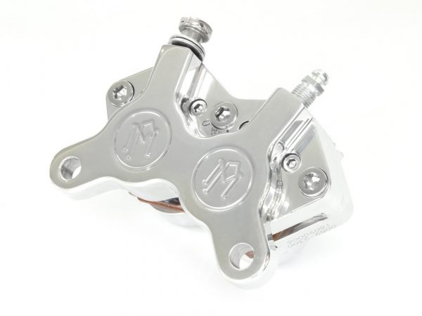 Universal 4 Piston Caliper - Polished. Fits H-D with 11.5" Disc Rotor.