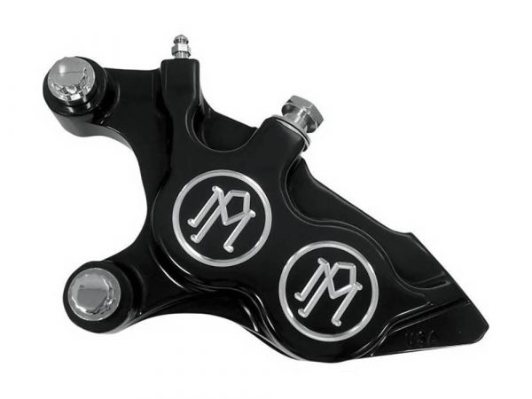Left Hand Front 4 Piston Caliper - Black Contrast Cut. Fits Softail 2015-2017, V-Rod 2006-2017, Touring 2008-2016 & Sportster 2014up.