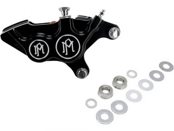 Right Hand Front Direct Bolt-On 4 Piston Caliper - Black Contrast Cut.
