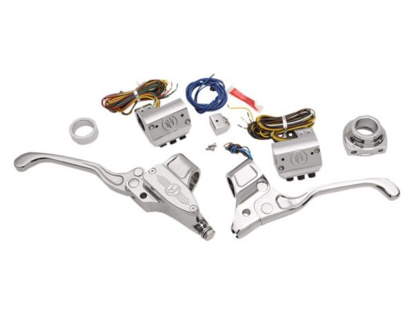 Handlebar Control Kit - Chrome. Fits H-D 2012up with Clutch Cable & Single Disc Rotor.