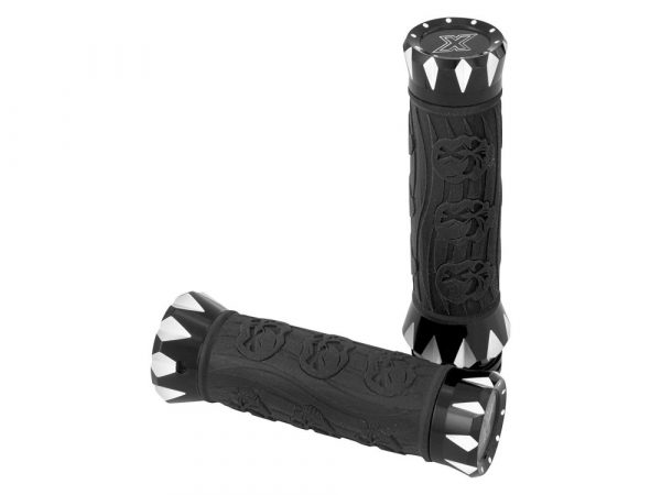 V-Cut Handgrips - Black Contrast Cut. Fits H-D with Throttle Cable.
