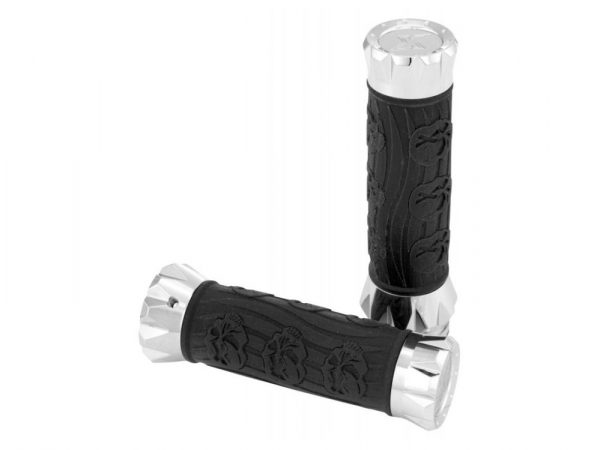 V-Cut Handgrips - Chrome. Fits H-D with Throttle Cable.