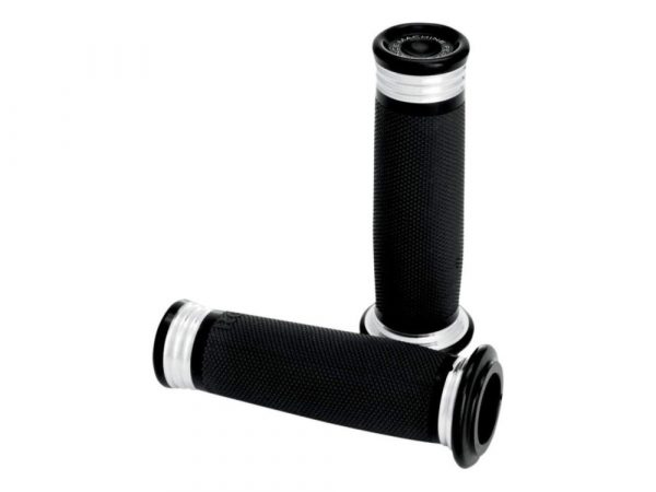Merc Handgrips - Black Contrast Cut. Fits H-D with Throttle Cable.