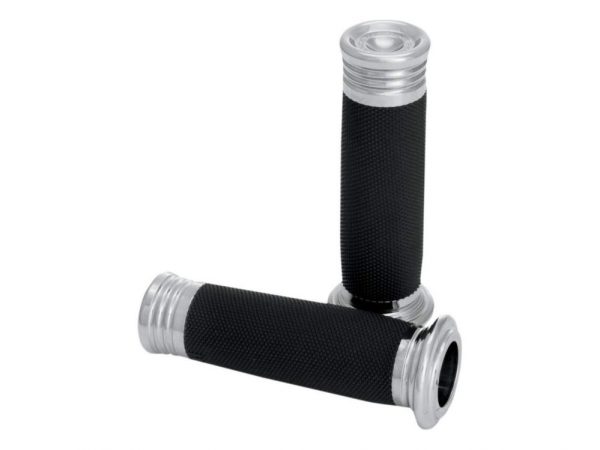 Merc Handgrips - Chrome. Fits H-D with Throttle Cable.