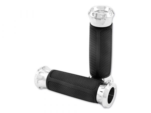 Overdrive Handgrips - Chrome. Fits H-D with Throttle Cable.
