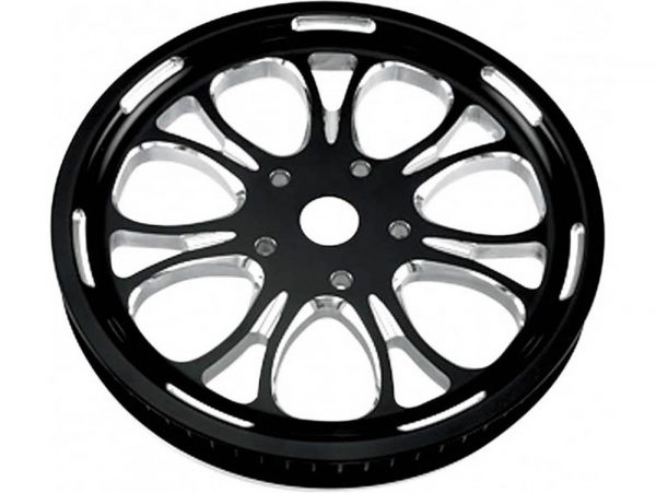 70 Tooth x 20mm wide Paramount Pulley - Black Contrast Cut Platinum. Fits FXST 2006 with with HDI OEM Wheel.