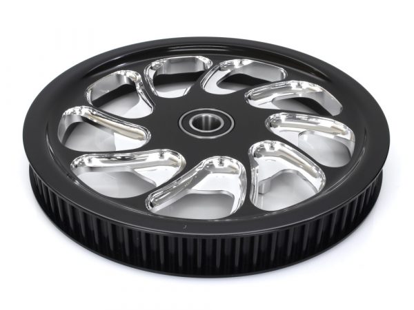72 Tooth x 1-3/8" wide Torque Pulley - Black Contrast Cut Platinum. Fits V-Rod 2002-2006.