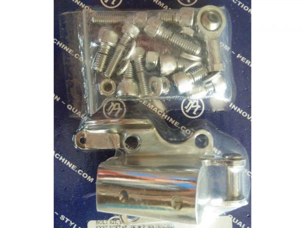 Jiffy Stand Bracket Kit - Chrome. Fits Softail 1984-2006 replacing OEM Bracket & Softail 2007up with After Market Controls.