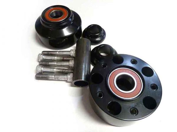Front Wheel Hub - Black. Fits Dyna 2006 & Dyna Street Bob 2006-2007 with Narrow Glide Front End, 49mm Fork Tubes, 1" Axle & Single Disc Rotor.