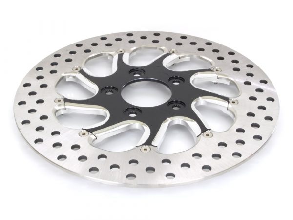 11-1/2" Left Hand Front Torque Disc Rotor - Black Contrast Cut Platinum. Fits H-D  1984up with 11-1/2" Disc Rotor(s).