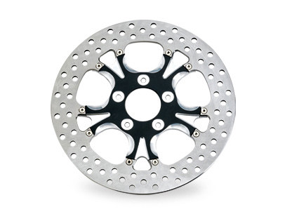11-1/2" Left Hand Rear & Right Hand Rear Gasser & Luxe Disc Rotor - Black Contrast Cut Platinum. Fits H-D 1981up with 11-1/2" Disc Rotor.
