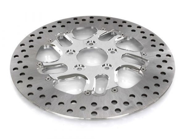 11.8" Left Hand Front Rival Disc Rotor - Chrome. Fits Touring 2008up, V-Rod 2006up & Dyna 2006up.