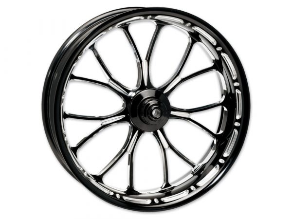 26" x 3.50" wide Heathen Wheel - Black Contrast Cut Platinum.