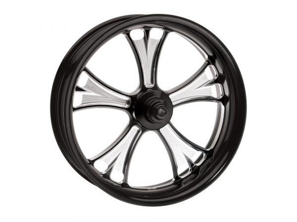 16" x 5.00" wide Gasser Wheel - Black Contrast Cut Platinum.