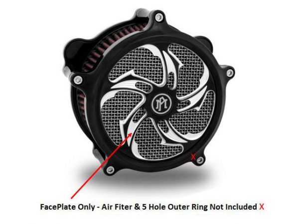 Rival Air Cleaner Faceplate - Black Contrast Cut Platinum. Fits Performance Machine Super Gas Air Cleaner.