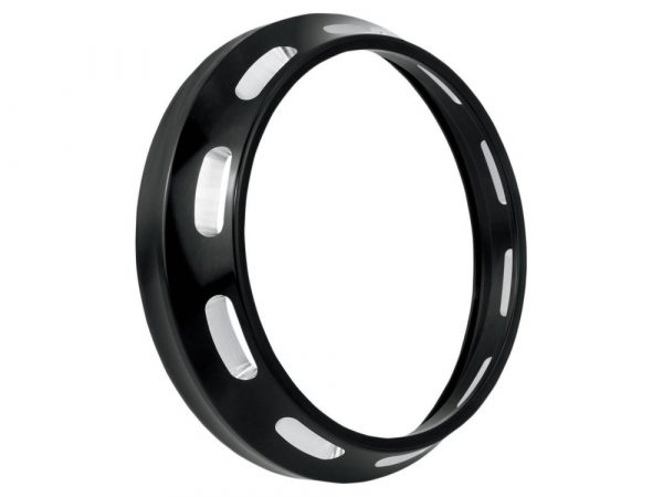 7" Apex Headlight Bezel - Black Contrast Cut. Fits Touring 1984up.