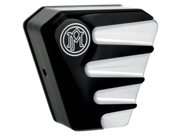 Scallop Horn Cover - Black Contrast Cut. Fits Big Twin 1991up.