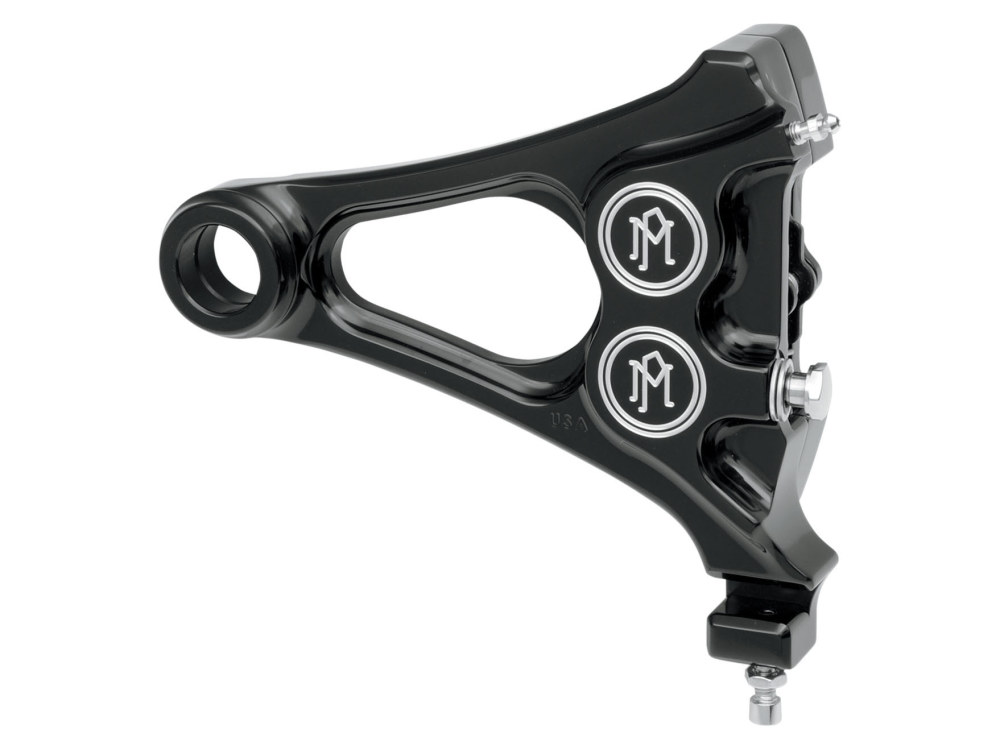 Right Hand Rear Integrated 4 Piston Caliper & Mounting Bracket - Black Contrast Cut. Fits Softail 2008-2017 & New Phatail Kits with 25mm Axle. » Right Hand Rear Integrated 4 Piston Caliper & Mounting Bracket - Black Contrast Cut. Fits Softail 2008-2017 & New Phatail Kits with 25mm Axle.