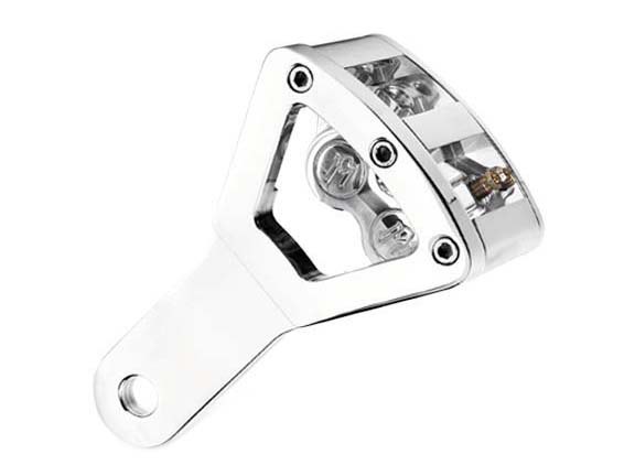 Rear Driveside 4 Piston Caliper & Mounting Bracket - Chrome. Fits Custom with 1" Axle.