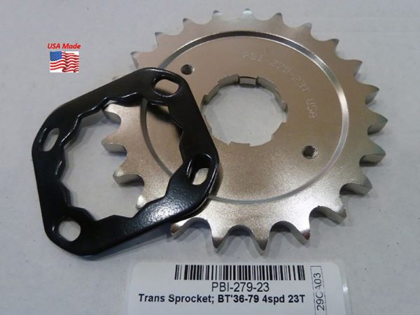 23 Tooth Transmission Sprocket. Fits 4spd Big Twin 1936-1979.