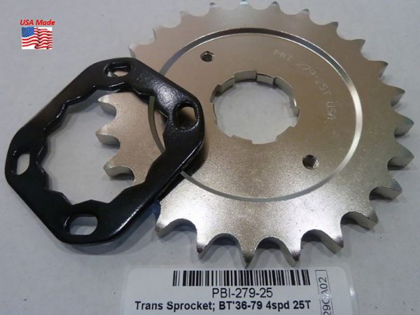 25 Tooth Transmission Sprocket. Fits 4spd Big Twin 1936-1979.