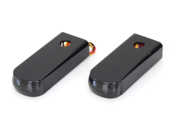 Alloy Art Rear Fender Rail Indicators Strut Light Kit with Red Run/Brake & Amber Turn Signal - Black. Fits Softail 1984-2017.