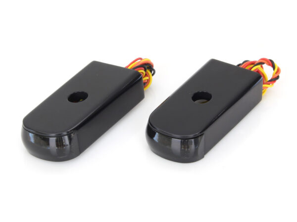 Alloy Art Rear Fender Rail Indicators - Strut Light Kit with Red Run/Brake & Amber Turn Signal – Black. Fits Softail Slim & Street Bob 2018up & Standard 2020up.