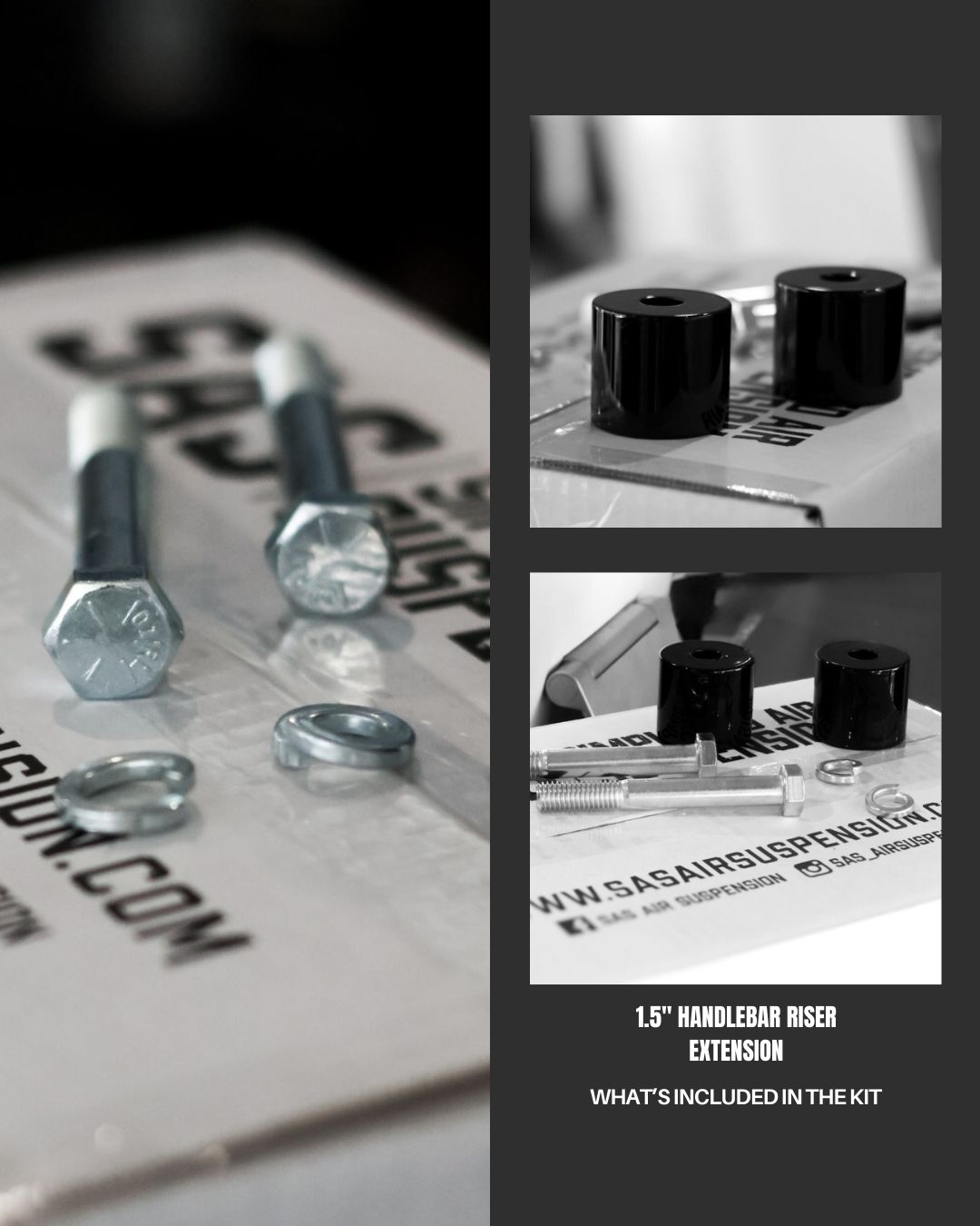 Brown Industries 1.5" Handle Bar Riser Extensions - Black. To Fit: 2013-22 Breakout. » Handle Bar Riser Extensions Brown Industries 1.5" Handle Bar Riser Extensions - Black. To Fit: 2013-22 Breakout. » Handle Bar Riser Extensions